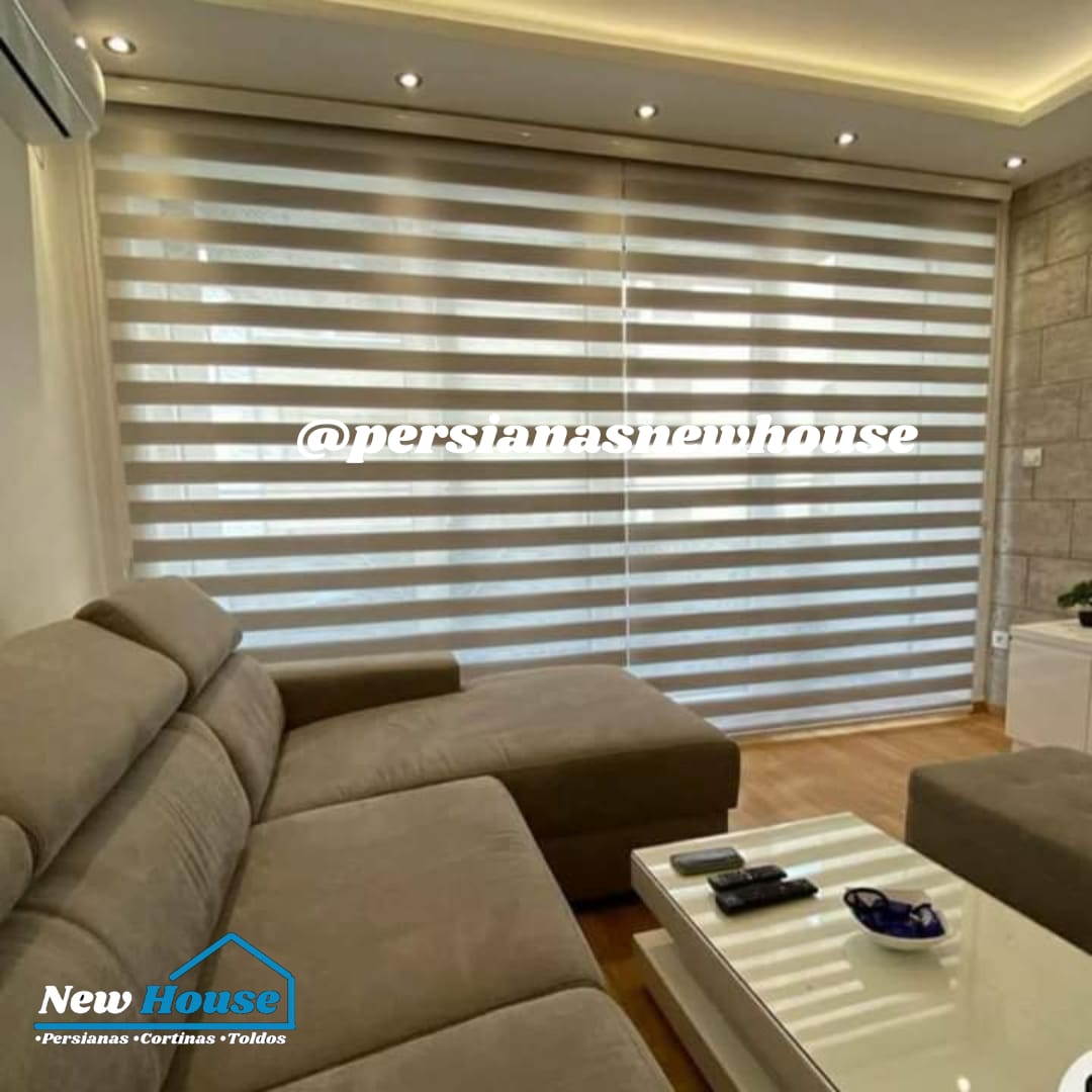 Cortina Double Vision com faixas duplas de tecido